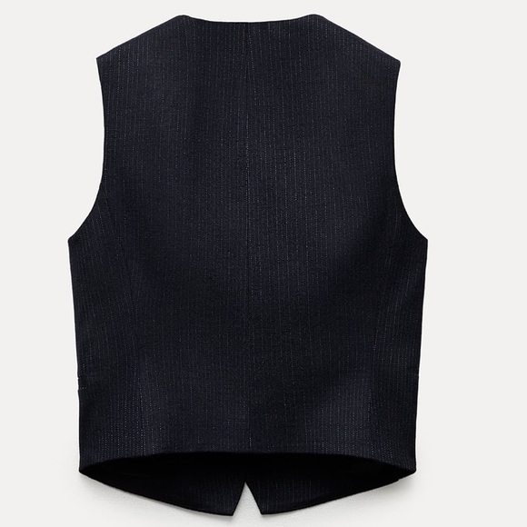 Zara NWT Wool Blend Pinstripe Vest ZW Collection - Picture 9 of 12